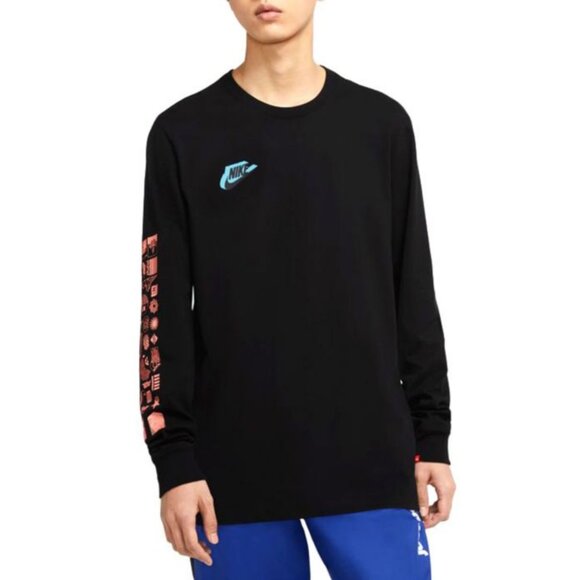 Nike Men's Sportswear Worldwide Long Sleeve Black Tee - Size Large - Picture 1 of 11